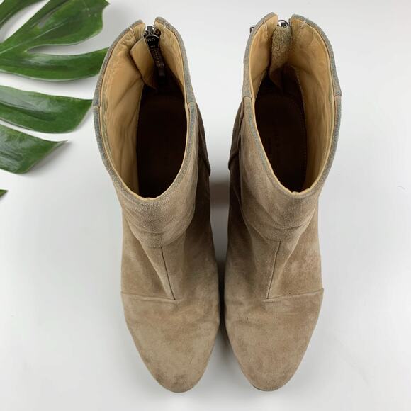Rag & Bone Newbury Boots Heeled Tan Suede Zipper Ankle Women's 41 US 11 - Picture 2 of 12